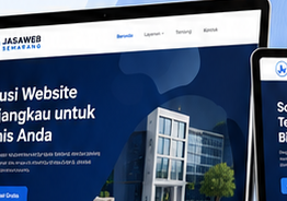 Screenshot nyata website company profile pada layar laptop