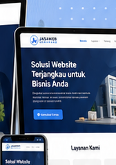 Screenshot nyata website bisnis profesional pada layar tablet